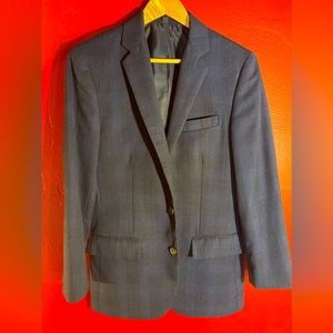 J Crew Thompson Fit suit, navy and black small window pane check pattern, 36R